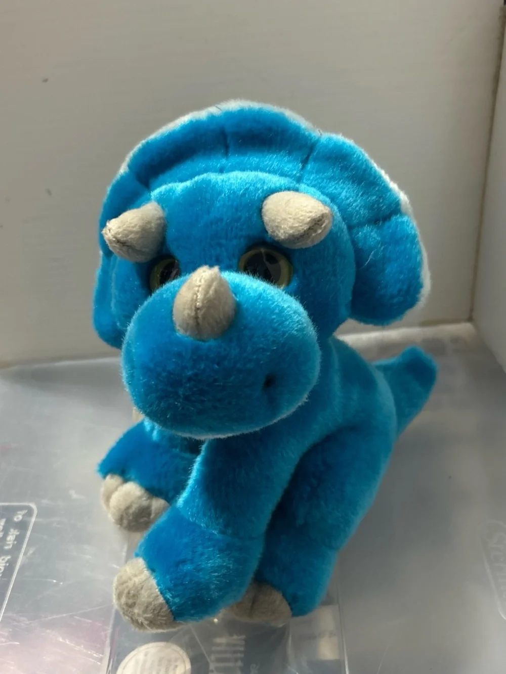 Plush Blue Triceratops Stuffed Animal - Soft Kids Dinosaur Toy